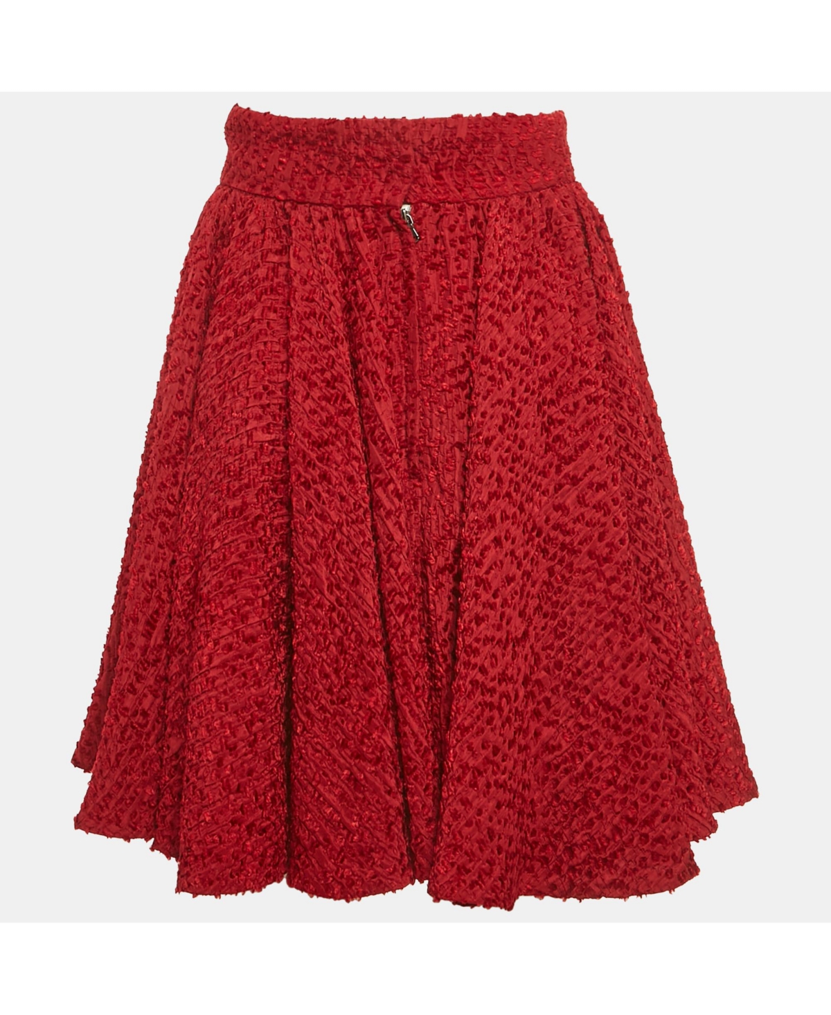 Pre-Owned Dolce & Gabbana Women's Red Swiss Dots Silk Flared Mini Skirt