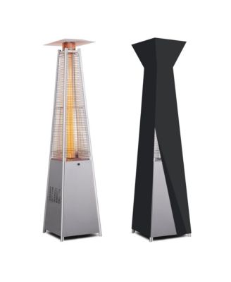 48,000 BTU Stainless Steel Pyramid Patio Flame Propane Gas Patio Heater with Wheels