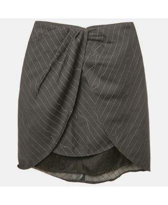 Women's Grey Pinstripe Layered Mini Skirt