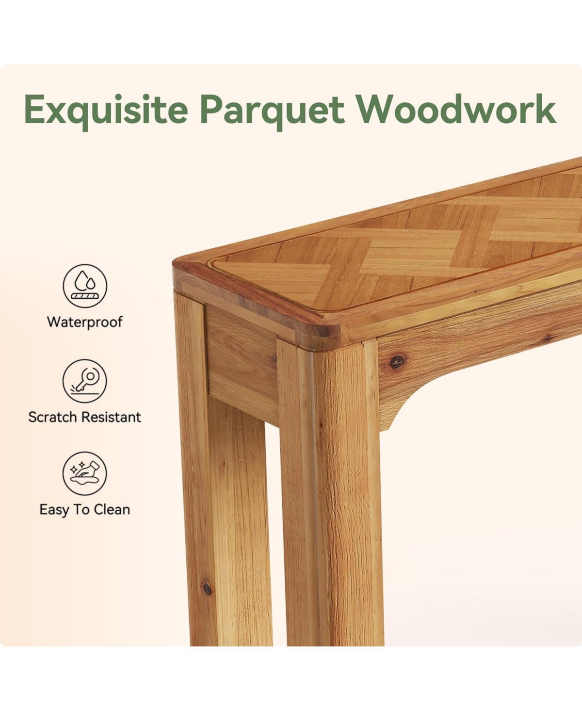 Tribesigns Solid Wood Console Table for Entryway, 41.3-Inch Farmhouse Sofa Table Behind Couch, Natural