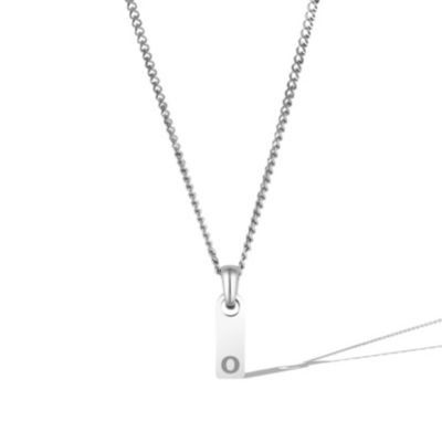 Vincero Mens Initial Tag Necklace - Silver with Micro Cuban Chain - O 68$
