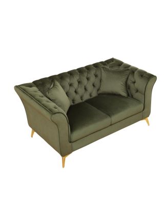 Chesterfield Stanford Sofa, Tufted, Trinkled Fabric, Loveseater