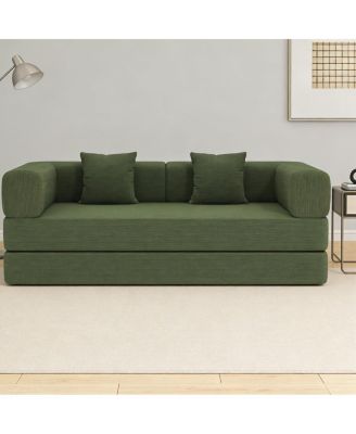  Convertible Corduroy Sleeper Sofa Bed with Pillow
