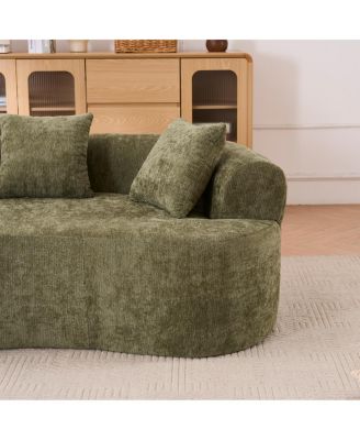 chenille self-inflating 2-seater sofa with deep cushions