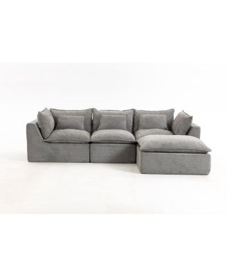 Cloud Couch Oversized Modular Sectional Sofa, 3-Seat with Ottoman