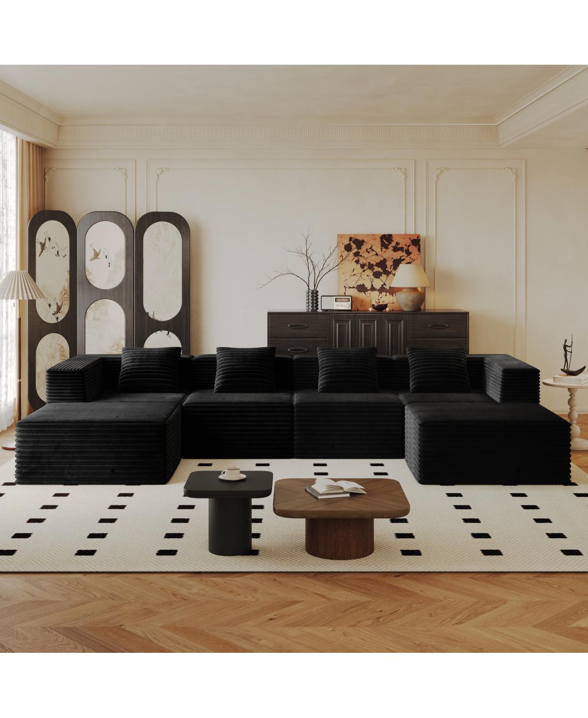 Streamdale Furniture Modular Sectional Couch: Deep Seat, Memory Foam, No Assembly (4 Seats + 2 Ottomans