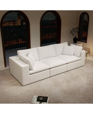  Modular Sectional Sofa Seat, Upholstered Couch, No Assembly, 3PC Free Combination, White