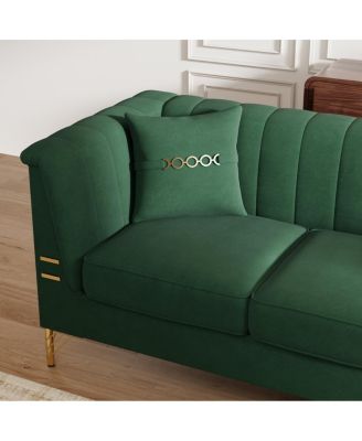  Modern Velvet Sofa with Vertical Channel Tufting