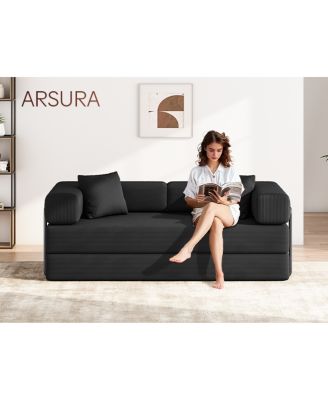 Folding Sofa Bed Convertible Corduroy Couch King Size Floor Sleeper 4-in-1