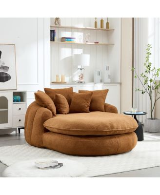 Streamdale Oversized Oval Upholstered Bean Bag Sofa with 3 Large & 2 Small Pillows