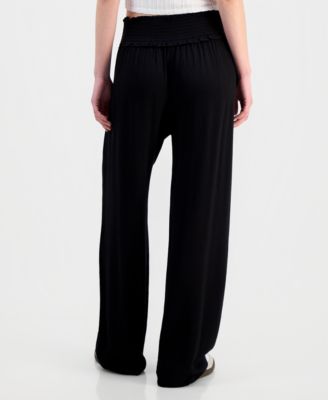 Juniors' Smocked-Waist Soft Pants