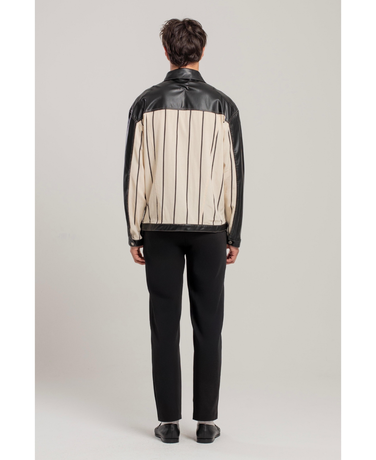 Pcfg Men's Free Heaven Kutnia Striped Leather Jacket