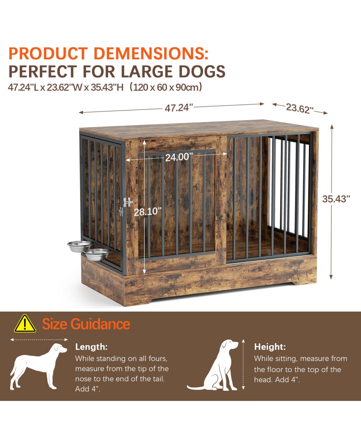 Furniture Style Dog Crate End Table with Dual Doors for Dogs
