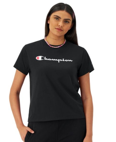Женская футболка Champion Classic Script Graphic, цвет: Чёрный