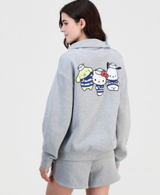 Juniors' Hello Kitty Sailor Friends Quarter-Zip Graphic Fleece Sweatshirt 