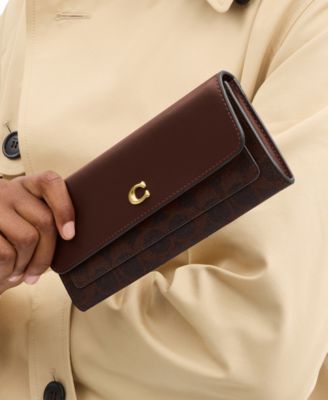 Mila Signature Coated Canvas Long Flap Wallet