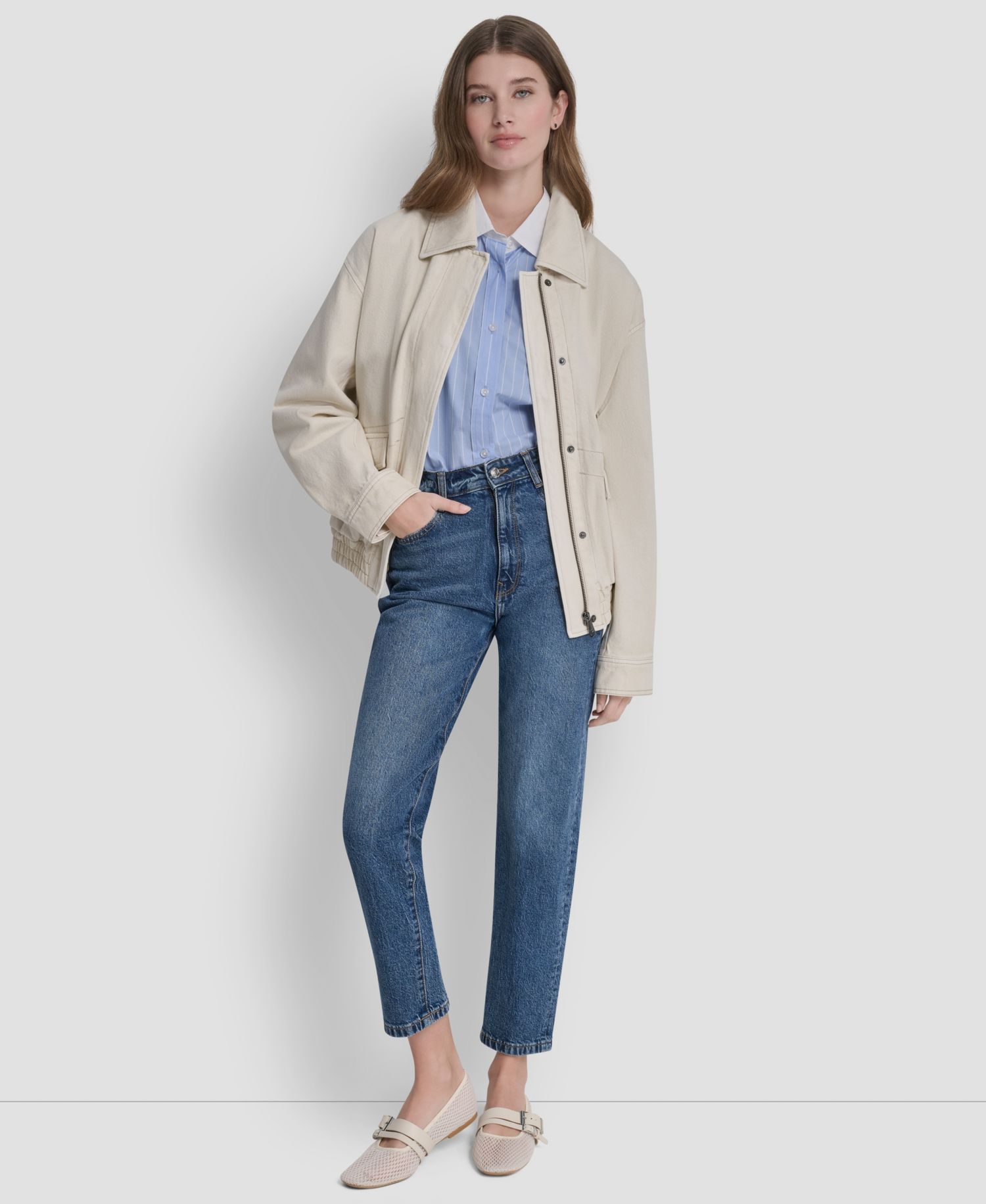 Women's Denim Bomber Coat