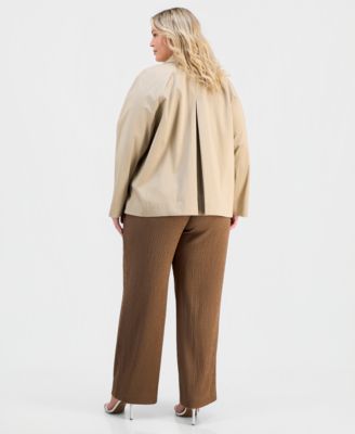 Anne Klein Essentials Plus Size Double-Breasted Blazer & Pull-On Wide-Leg Pants 