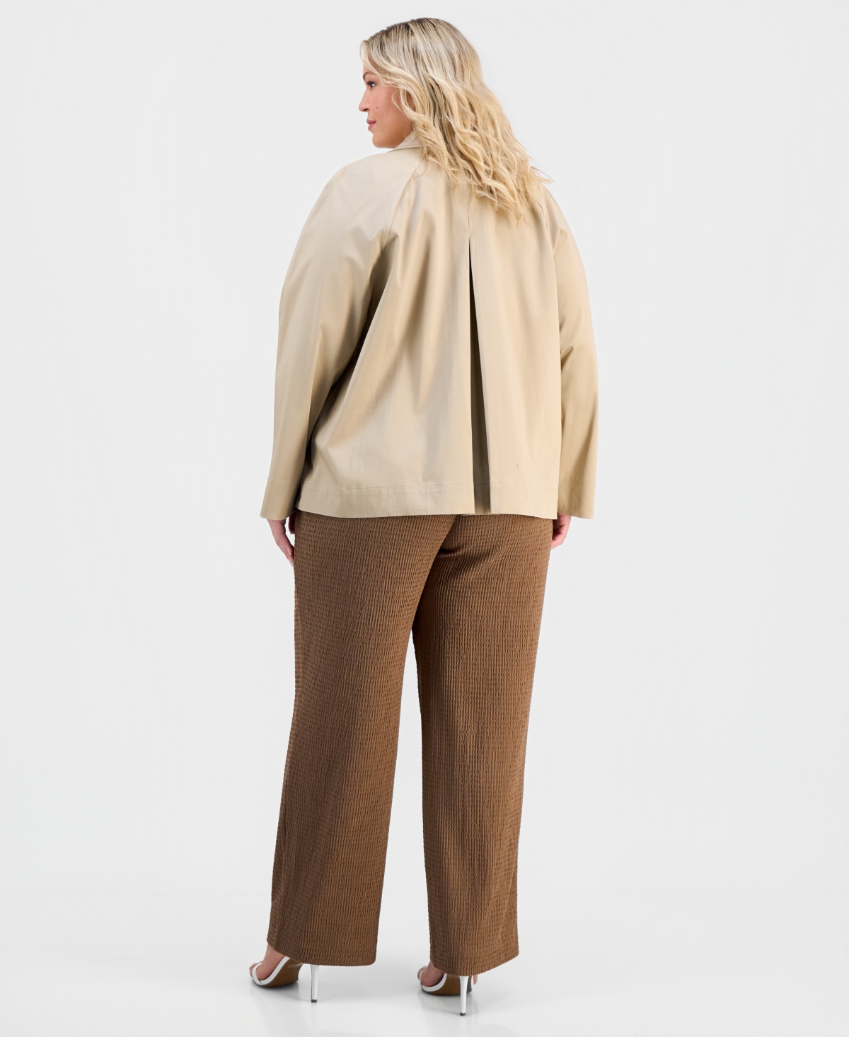 Anne Klein Essentials Plus Size Textured Wide Leg Pants