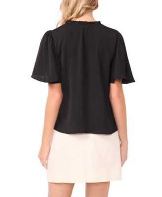 Women's Tie Neck Short-Sleeve Blouse