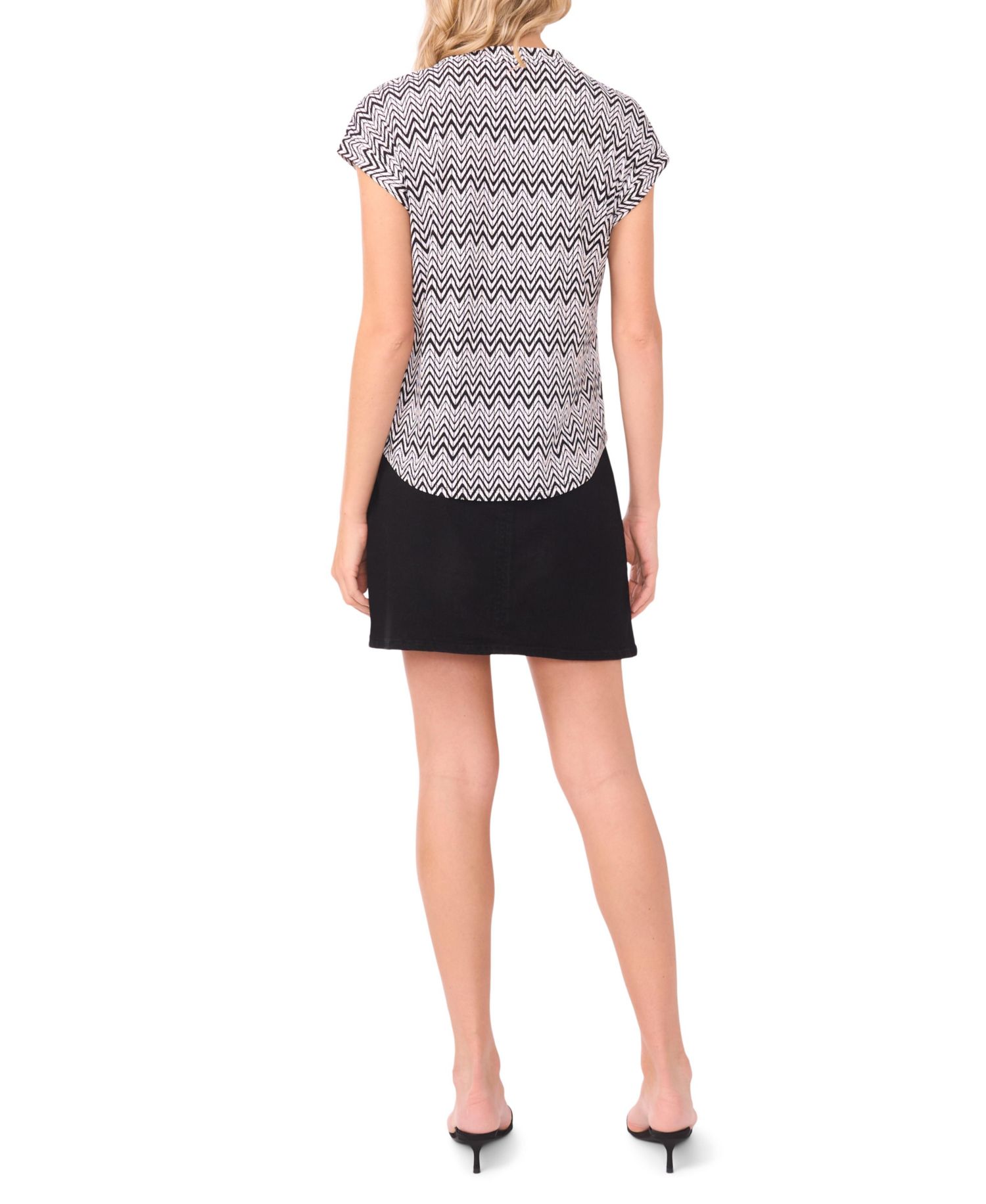 Women's V-Neck Front Placket Short-Sleeve Blouse