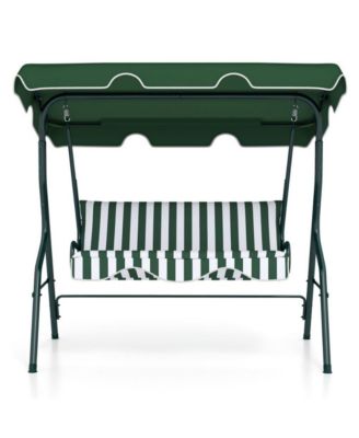 LUCKY ONE 3 Seat Outdoor Patio Canopy Porch Swing with Cushioned Steel Frame