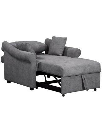 Chenille Convertible Sleeper Chair with Adjustable Backrest