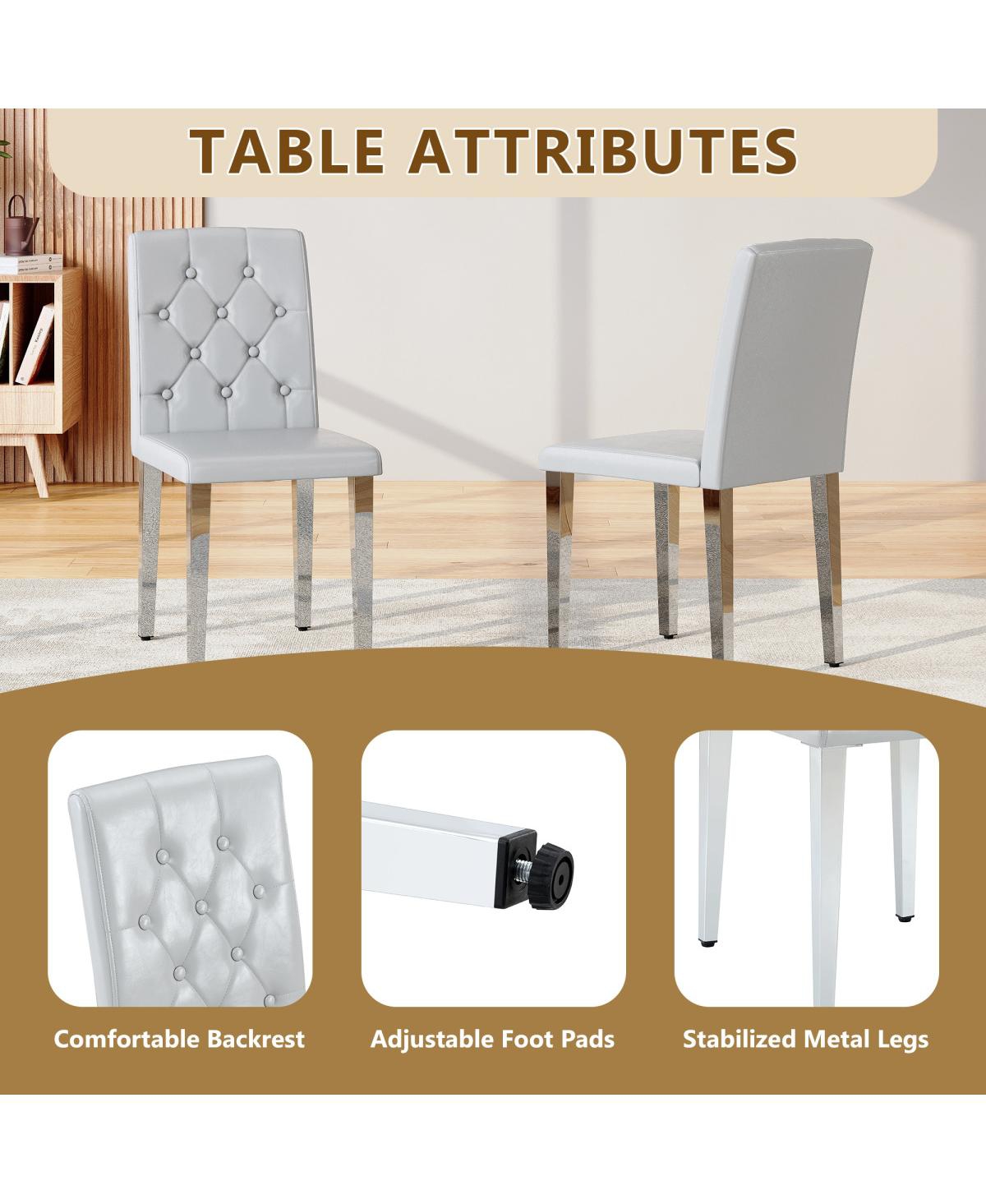 Streamdale Furniture Streamdale Pu Dining Chair with Ergonomic Buckle Backrest and Adjustable Feet