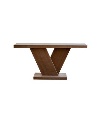 Modern X-Leg Console Table with Solid Wood Veneer, Walnut