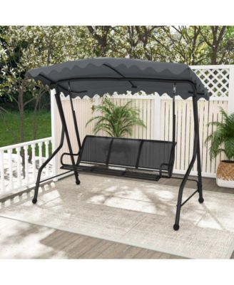 LUCKY ONE 3-Seat Outdoor Porch Canopy Swing with Adjustable Shading