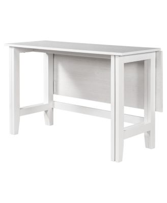 Farmhouse Wood Extendable Dining Table with Drop Leaf for Small Places, White