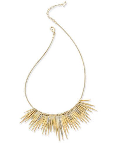 ABS by Allen Schwartz Gold-Tone Pavé Crystal Spiked Collar Necklace