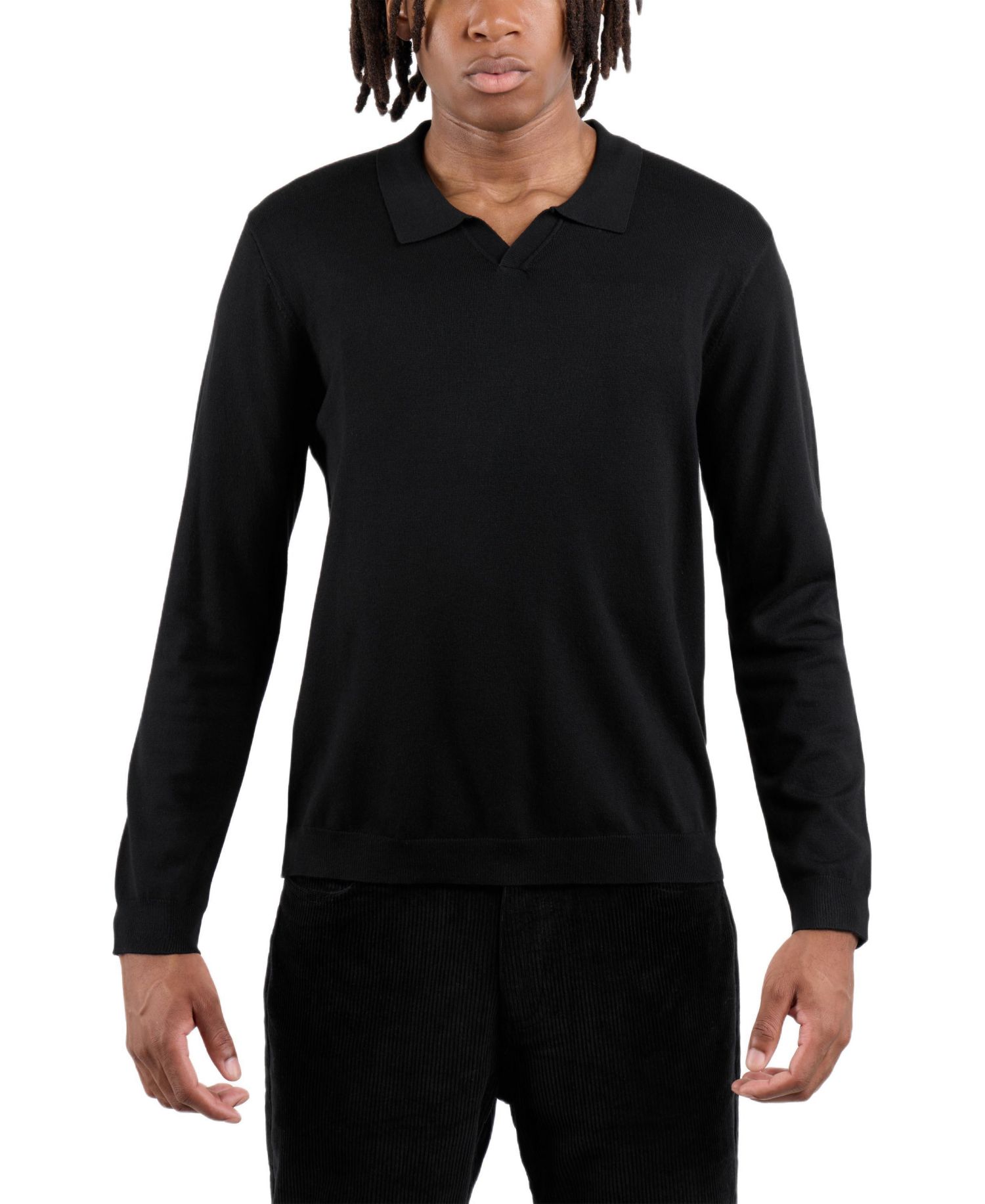 X RAY Men's Long Sleeve Sweater Johnny Collar Polo