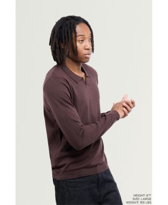 X RAY Men's Long Sleeve Sweater Johnny Collar Polo
