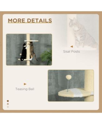 Yellow 4-Tier Floor to Ceiling Cat Tree, 87-103" Adjustable