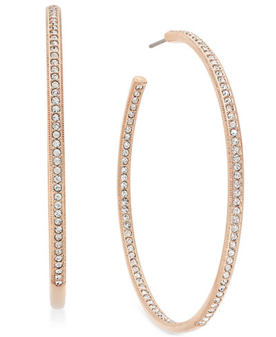 Danori Rose Gold-Tone Inside Out Pavé Hoop Earrings, Only at Macy's