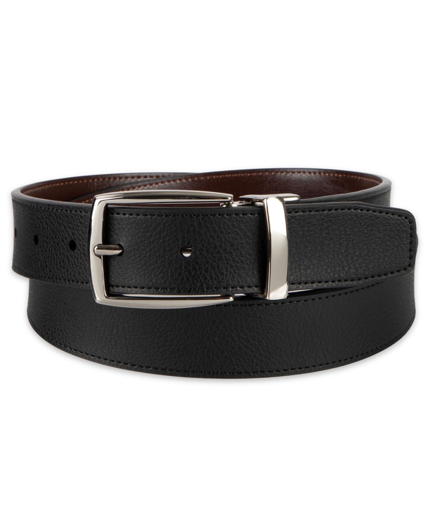 Мужской ремень Club Room 32MM Luxury 2-In-1 Reversible Dress Belt, цвет: Чёрный / Коричневый — фото 1