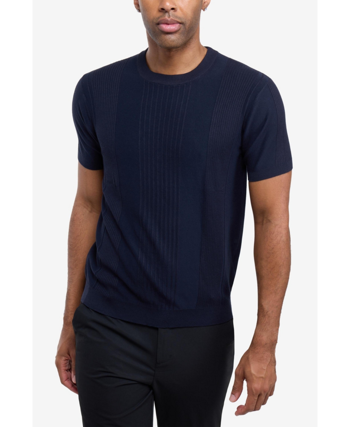 X Ray Men's Xray Crew Rib Neck Raised Stripe Sweater
