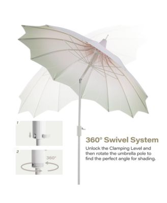 9 ft. Metal Outdoor Pagoda Market Patio Umbrella with Lights