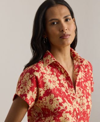 Petite Floral Short-Sleeve Shirt