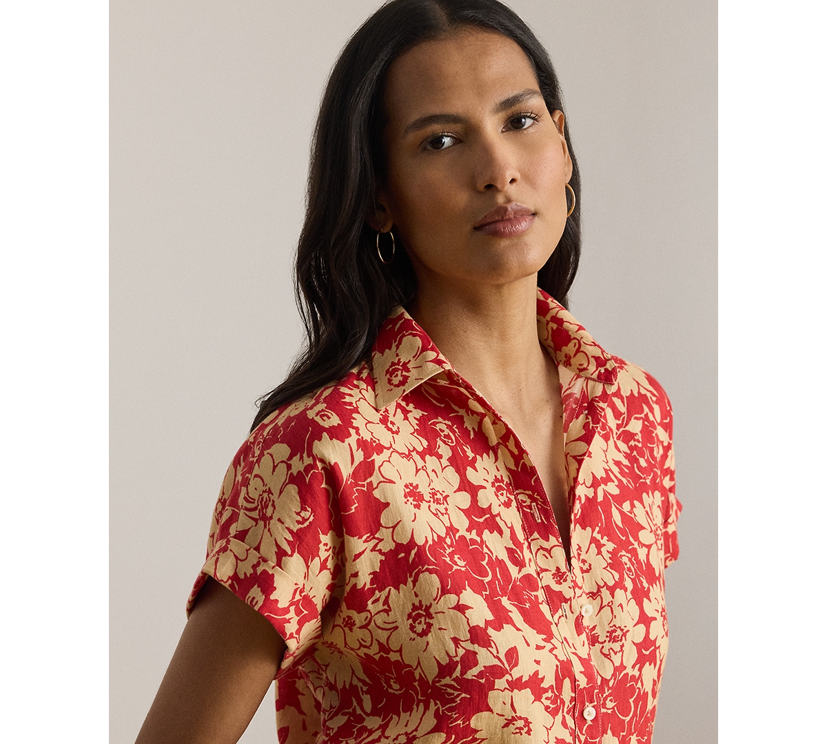Lauren Ralph Petite Floral Short-Sleeve Shirt