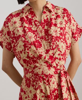 Petite Floral Belted Short-Sleeve Maxi Dress