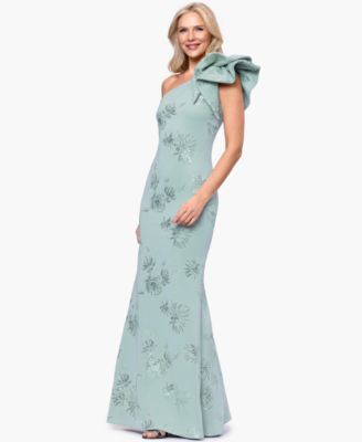 Women's One Shoulder Sequin Floral Ball Gown