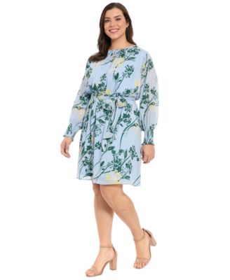 Plus Size Sheer Stripe V-Neck Dress