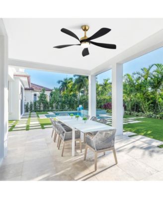 52-inch Modern Gold 5-Blade Ceiling Fan with LED Light and Remote Control