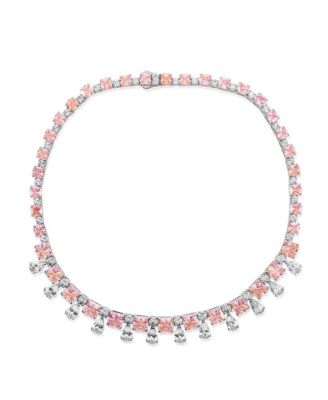 Gala Collection   Firework Cushion and Pear Cut Cubic Zirconia Tennis Necklace