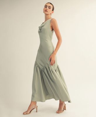 Women's Cowl Neck Mermaid Midi Dress