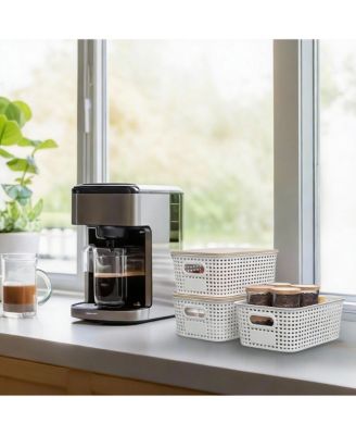 6-Piece Stackable Bamboo Lid Storage Bins for Small Space Organization