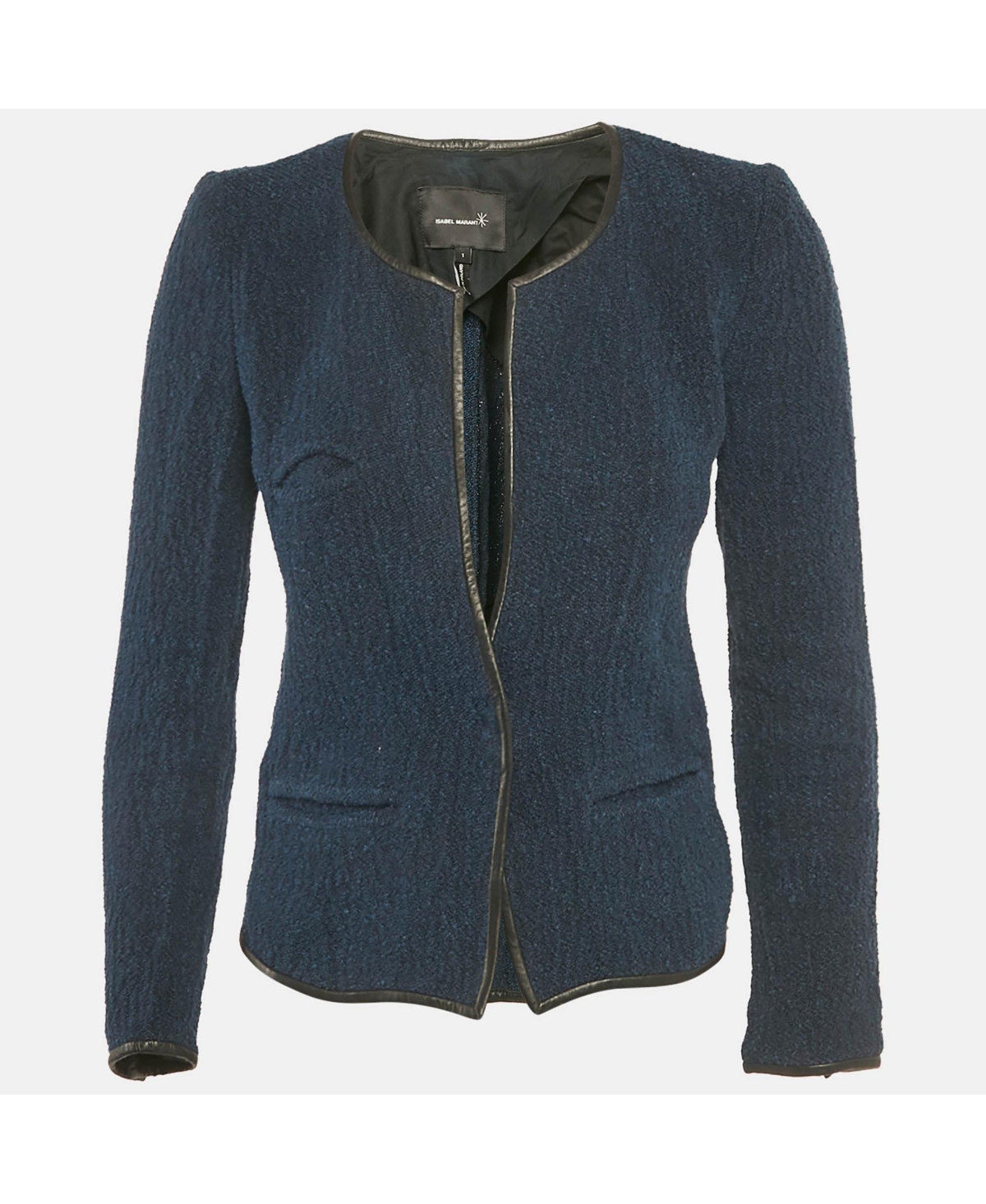 Pre-Owned Isabel Marant Women's Blue Leather Trim Tweed Jacket