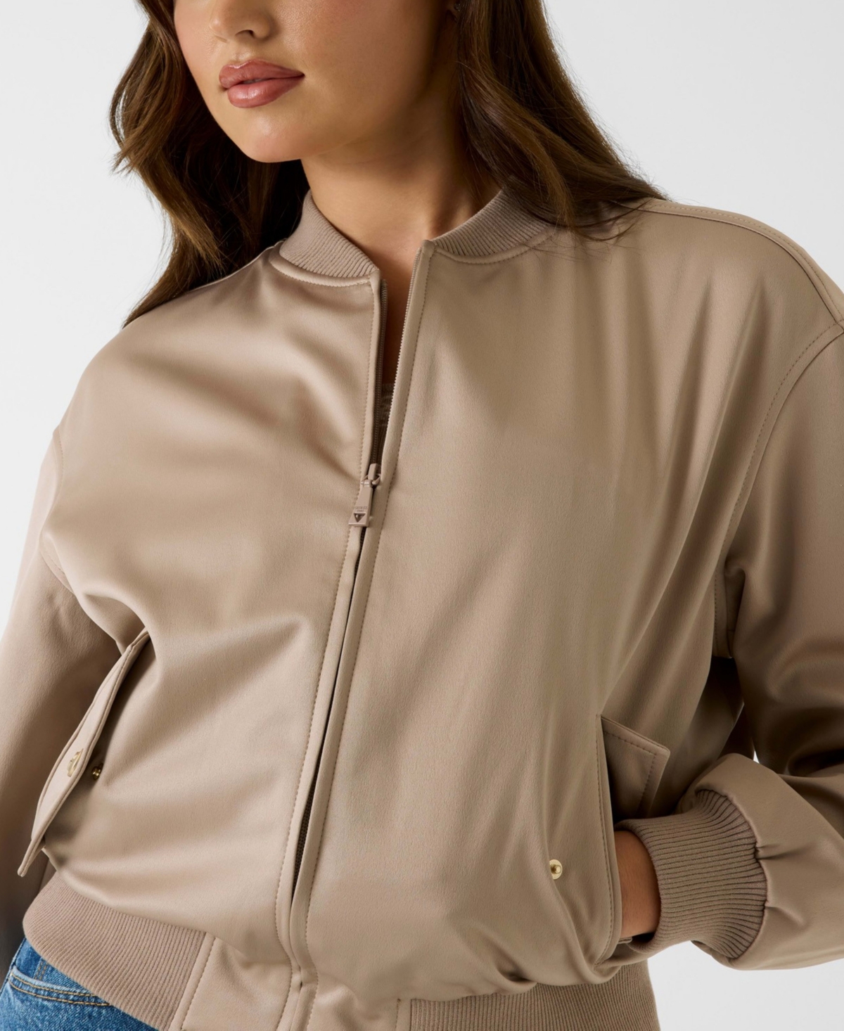 Guess Women's Cathleen Bomber Full-Zip Collared Jacket